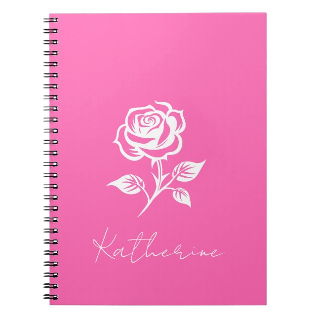Modern Elegant Shock rosa och Ro eget namn Anteckningsbok (Framsidan)