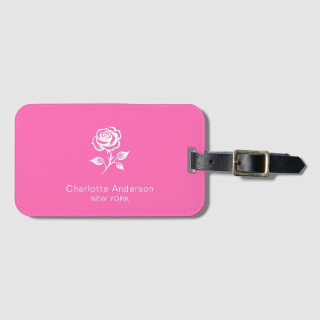 Modern Elegant Shock rosa och Ro eget namn Bagagebricka (Framsida horisontal)