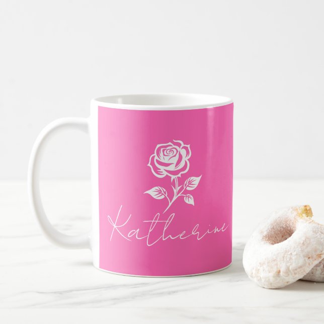 Modern Elegant Shock rosa och Ro eget namn Kaffemugg (Med munk)