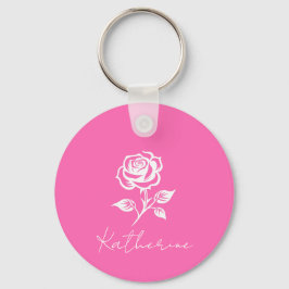 Modern Elegant Shock rosa och Ro eget namn Nyckelring