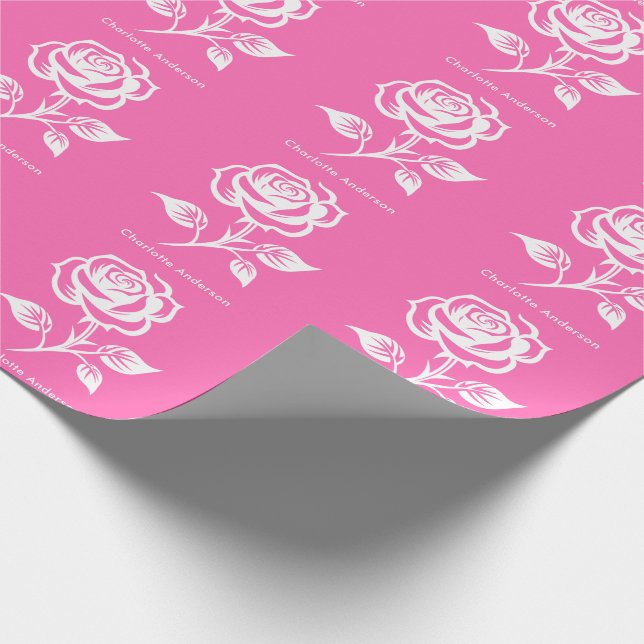 Modern Elegant Shock rosa och Ro eget namn Presentpapper (Hörn)
