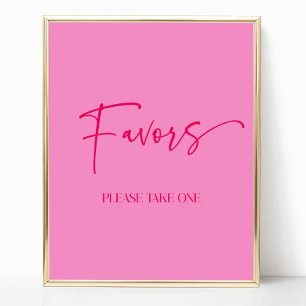 Modern Elegant Shock rosa Party favors-tecken Poster