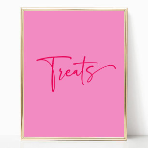 Modern Elegant Shock rosa Treats Bord Party-tecken Poster