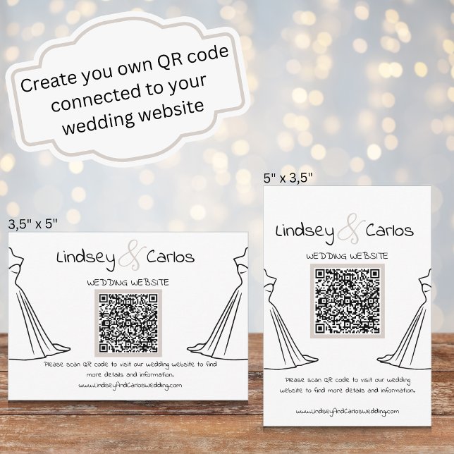 Modern Elegant Silhouette-klänning Tilläggskort (You have a wedding site? this is a great way to let your guest know about it. vertical or horizontal)