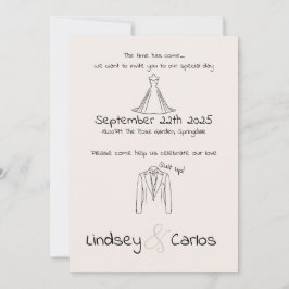 Modern Elegant Silhouette "Kostym up" Inbjudningar