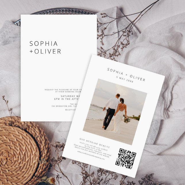 Modern Elegant Silver Grått Allt-i-ett-Bröllop Inv Inbjudningar (Skapare uppladdad)