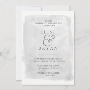 Modern Elegant Silver Grått Paint Stänk Bröllop Inbjudningar