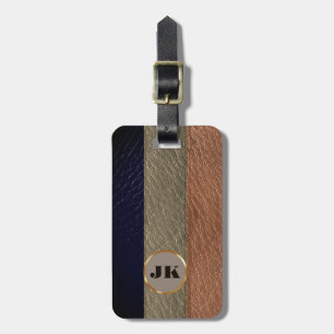 Modern Elegant Silver Metallic monogramme Namn L Bagagebricka