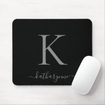 Modern Elegant Silver Monogram Black