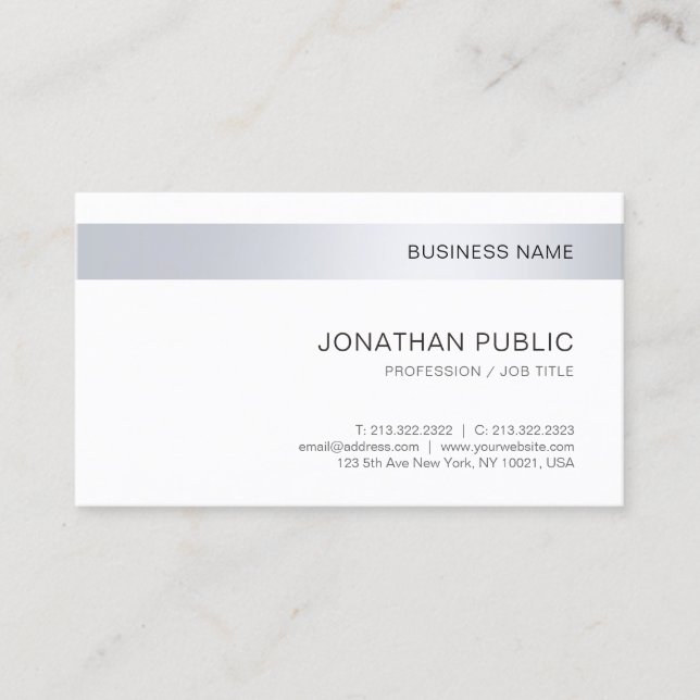 Modern Elegant Silver Simple Template Corporate Visitkort (Framsida)