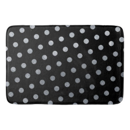 Modern Elegant Simple Chic Black Silver Polka dots Badrumsmatta
