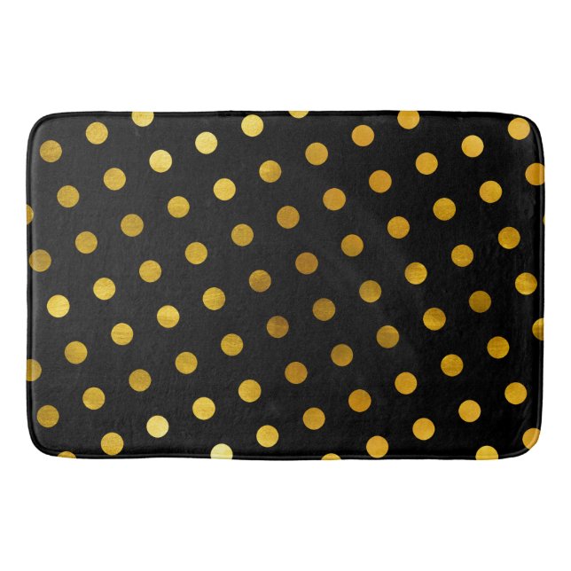Modern Elegant Simple Classy Black Guld Polka dots Badrumsmatta (Framsidan)