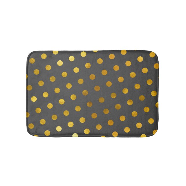 Modern Elegant Simple Classy Grått Guld Polka dots Badrumsmatta (Framsidan)
