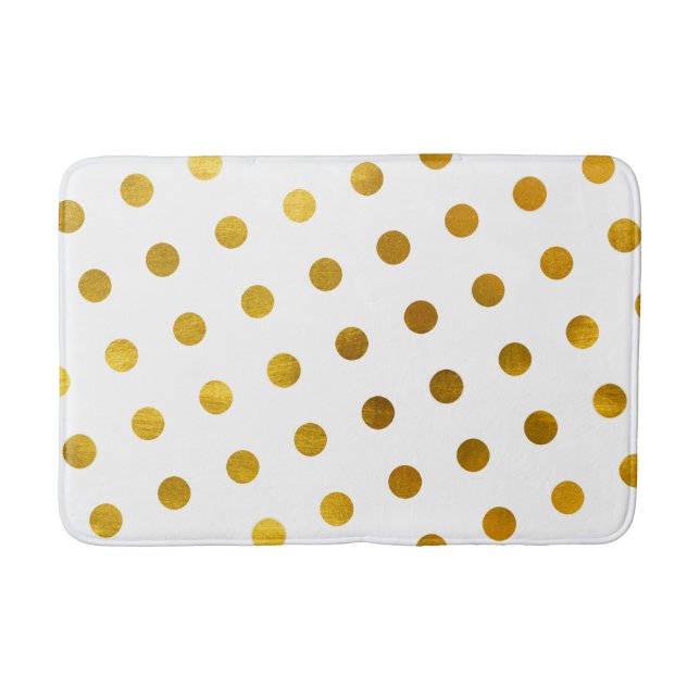 Modern Elegant Simple Classy White Guld Polka dots Badrumsmatta (Framsidan)