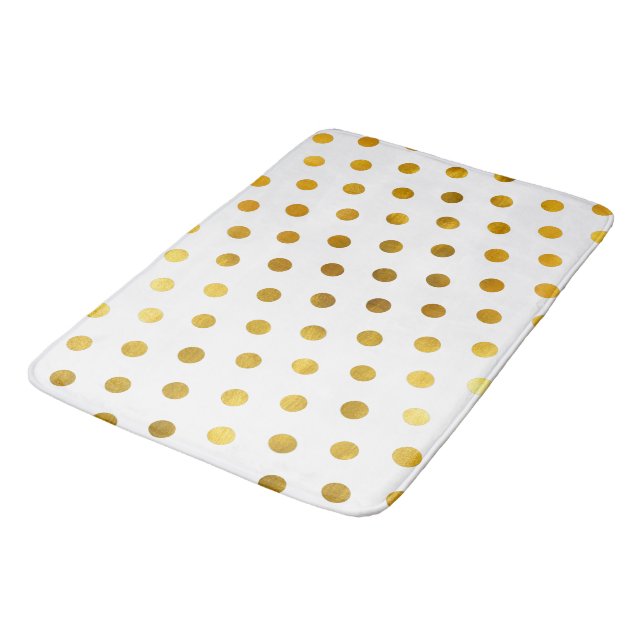 Modern Elegant Simple Classy White Guld Polka dots Badrumsmatta (Vinklad)