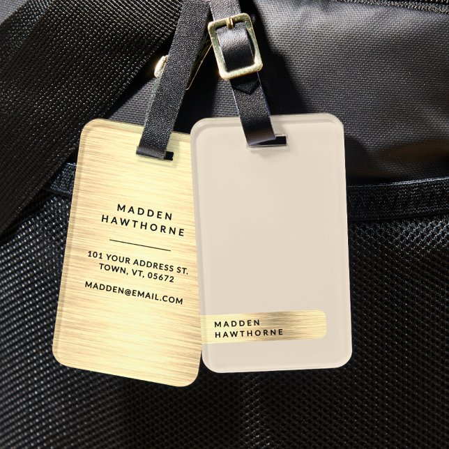 Modern Elegant Simple Faux Guld Brushed Metall Bagagebricka (Skapare uppladdad)