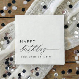 Modern Elegant Simple Happy Birthday Script Pappersservett