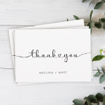 Modern Elegant Simple Hearts Script Bröllop Tack Kort<br><div class="desc">Modern söt tackkort med elegantens hjärtskript kalligrafi och ditt eget namn nedan.</div>