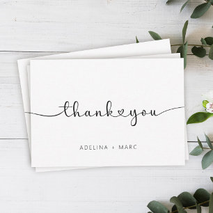 Modern Elegant Simple Hearts Script Bröllop Tack Kort