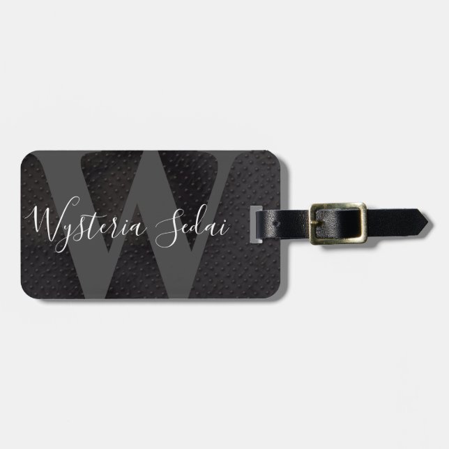 Modern Elegant Simple Masculine Black Monogram Bagagebricka (Horisontell Framsida)