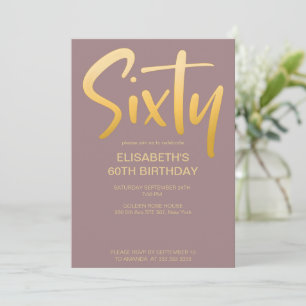 Modern Elegant Simple Mauve 60:e Födelsedagsfesten Inbjudningar