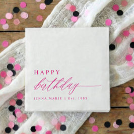 Modern Elegant Simple Pink Happy Birthday Pappersservett