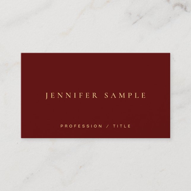 Modern Elegant Simple Template Luxury Maroon Red Visitkort (Framsida)