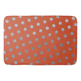 Modern Elegant Simple Terracotta Silver Polka dots Badrumsmatta