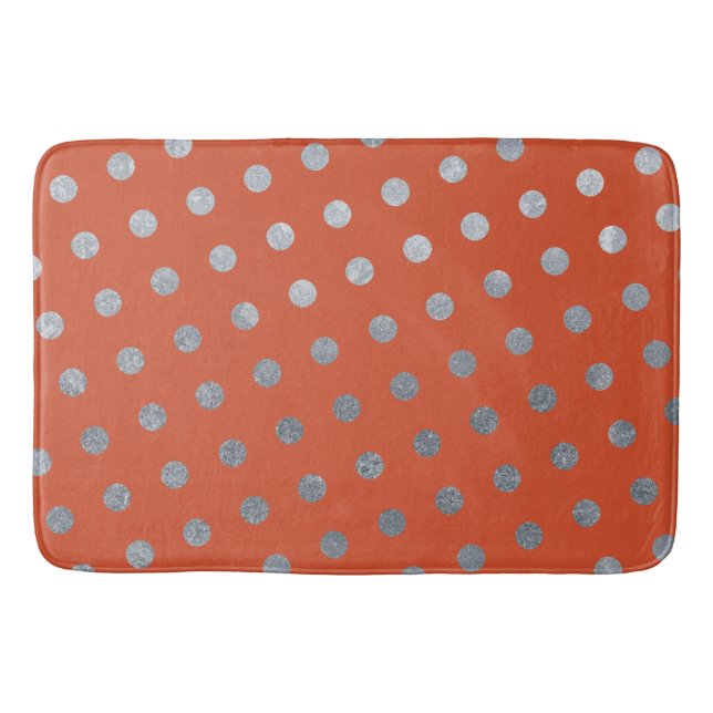 Modern Elegant Simple Terracotta Silver Polka dots Badrumsmatta (Framsidan)
