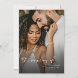 Modern Elegant Simple Vertical 2 Photos Wedding Inbjudningar