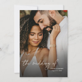 Modern Elegant Simple Vertical Photo Wedding Inbjudningar