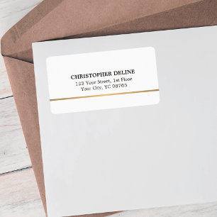 Modern Elegant Simple White Faux Copper Line Adressetikett