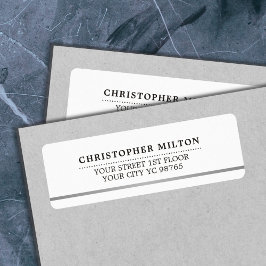 Modern Elegant Simple White Faux Silver Line Returadress Etikett