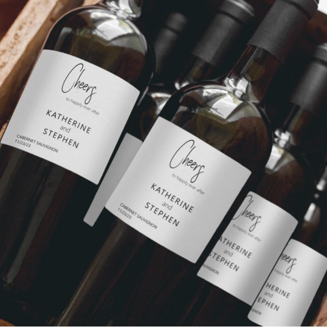 Modern Elegant Skål Bröllop Anpassad  Vinflaska Etikett (Skapare uppladdad)