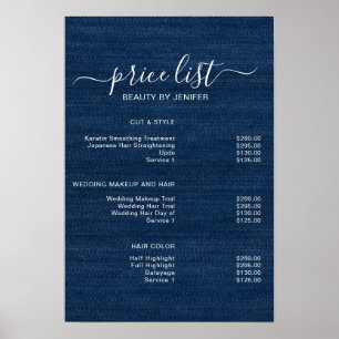 Modern Elegant Skönhetssalong prislista Poster