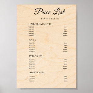 Modern Elegant Skönhetssalong Prislista Poster