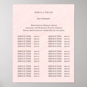 Modern Elegant Skönhetssalong Prislista Poster
