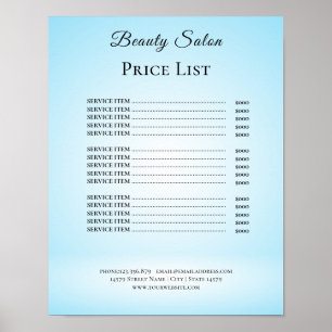Modern Elegant Skönhetssalong Prislista Poster