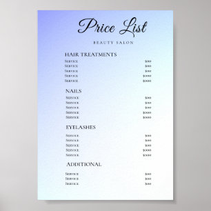 Modern Elegant Skönhetssalong Prislista Poster