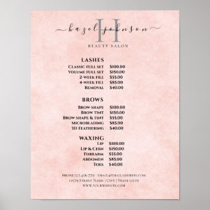 Modern Elegant Skönhetssalong Prislista Poster