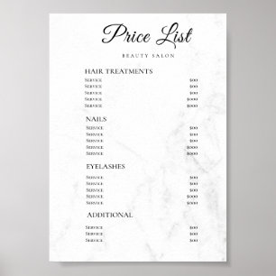Modern Elegant Skönhetssalong Prislista Poster