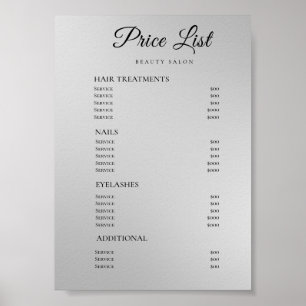 Modern Elegant Skönhetssalong Prislista Poster