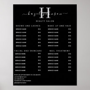 Modern Elegant Skönhetssalong Prislista Poster