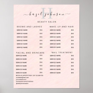 Modern Elegant Skönhetssalong Prislista Poster