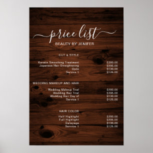 Modern Elegant Skönhetssalong prislista Poster