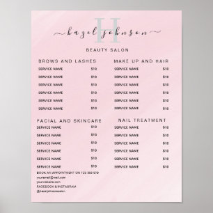 Modern Elegant Skönhetssalong Prislista Poster