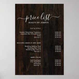 Modern Elegant Skönhetssalong prislista Poster