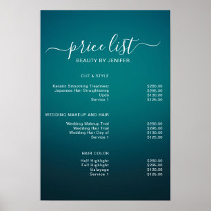 Modern Elegant Skönhetssalong prislista Poster