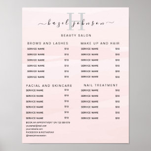 Modern Elegant Skönhetssalong Prislista Poster