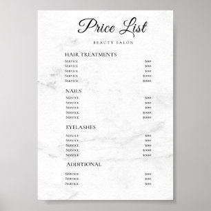 Modern Elegant Skönhetssalong Prislista Poster